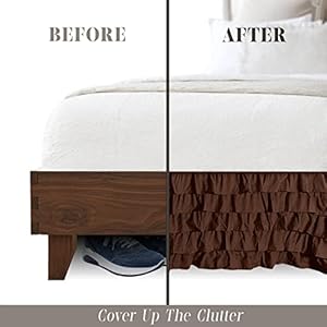 Elegant comfort leila collection multi ruffle bed skirt 1500 thread count egyptian quality easy fit dust ruffle 15 inch drop wrinkle and stain resistant multiruffle queen chocolate brown  urban country home decor