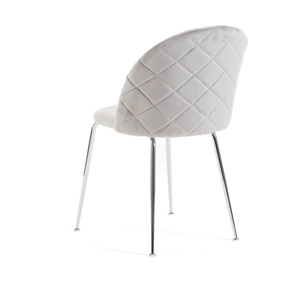SIEDITI FUORI E DENTRO Sillas Sara acolchadas de terciopelo o teddy para cocina o comedor con patas de metal (Tela de terciopelo gris claro - Patas plateadas, 2)