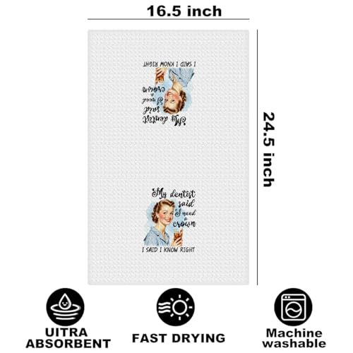 Image of Hanamiya Na Funny Kitchen Towels, Hostess Gifts for Women, Reusable Tea Towels for Kitchen Home Farmhouse Decor, Funny Waffle Weave Dish Drying Towel, Ladies Gifts for Women Friend Mom, 24x14 Inch
