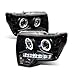 AKKON - For Ford F150 F-150 Pickup Black Bezel Dual Halo LED Projector Headlights Front Lamps