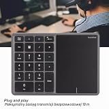 Bezprzewodowa Klawiatura Numeryczna, 2 w 1 22 Klawisze 2.4G Touchpad Bluetooth 4.2 Klawiatura Numeryczna, Typ C Ładowanie 500mAh Klawiatura Księgowości Finansowej, do Laptopa,(Żelazo szary)