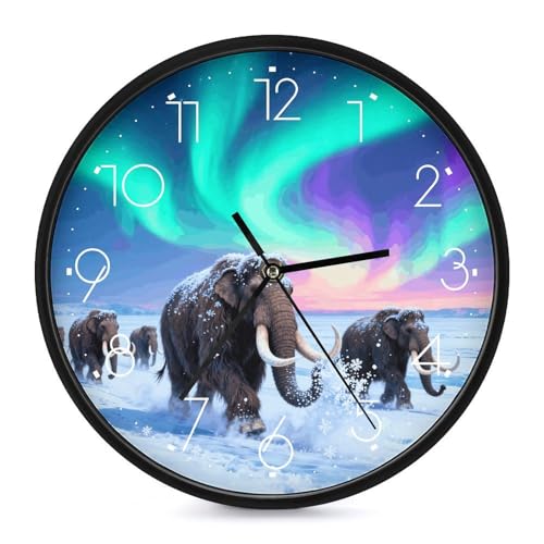 VTCTOASY 10 Inch Wall Clock Silent Non-Ticking - Mammoth Migration Decorative Round Wall Clocks for Living Room, Bedroom, Kitchen, Office - Modern Clock for Apartment Home Decor & Gift