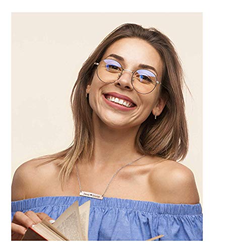 Caramel Sweet Life Personalized Stainless Steel Horizontal Bar Necklace Pendant 5 Colors With Chain (Rose Golden) #TOP4