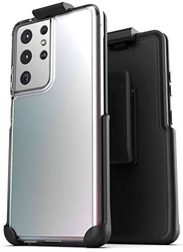 Encased Capa transparente projetada para Samsung Galaxy S21 Ultra, clipe de cinto, capa protetora fi