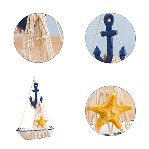 Mediterrane Segelboot Verzierungen Mini-Segelboot-Modell Dekorationen Segelboot-Modell Ornamente aus Holz Segelboot… – Bild 5