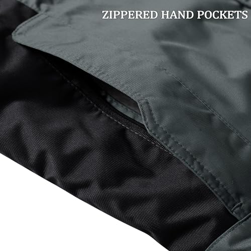 KEFITEVD Übergangsjacke Herren Warm Winter Herrenjacke mit Kapuze Fleecejacke Wasserabweisend Winterparka Männer Angelbekleidung Grau-Schwarz L