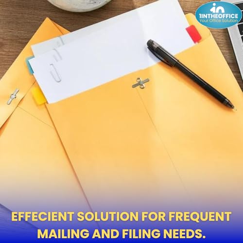 1InTheOffice Envelopes de fecho 22 x 30 cm, envelopes de catálogo, fecho e fecho de goma, Kraft marr