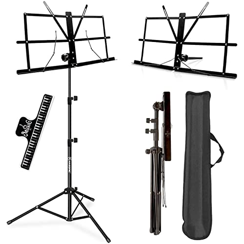 Pupitre De Musique Pliable Et Réglable - Support Partitions Stable Pour Guitare, Violon, Saxo - Hauteur 70-140cm
