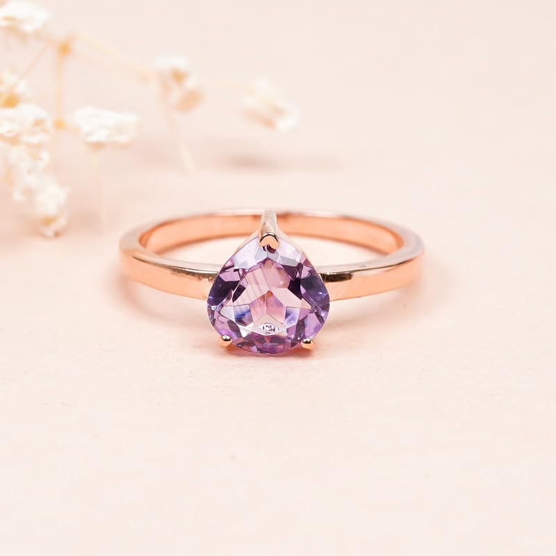 Bague de promesse améthyste rose en argent 925, cadeau d'anniversaire idéal - 5