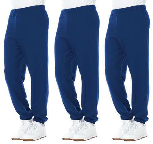 Image of Yacht & Smith 3 Pack of Mens Jogger Bulk Sweatpants, Green, Comfy Lounge Joggers for Men, Royal Blue, Large