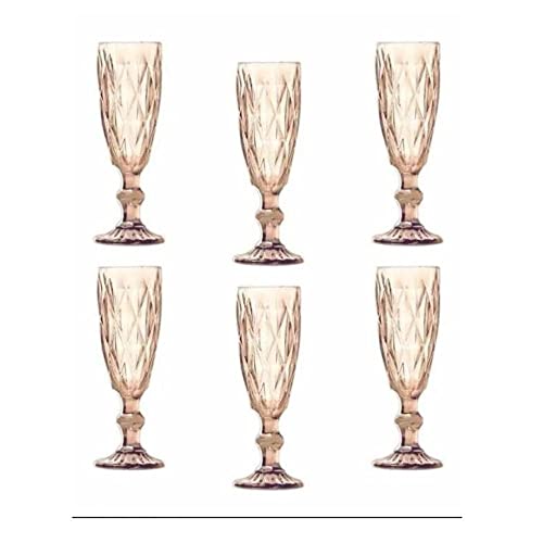Jogo 6 Taças Diamante Bico De Jaca Diamond Champagne 150ml Âmbar Champanhe Frisante Sidra