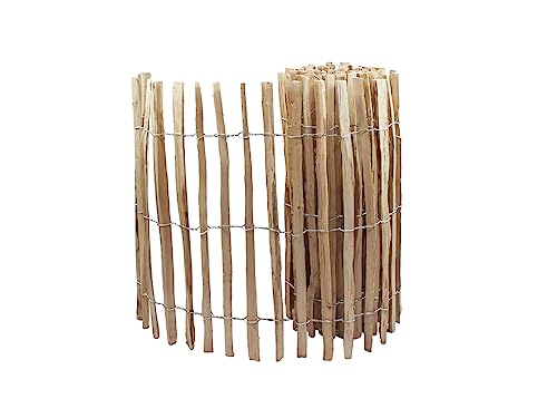 Recinzione in legno nocciola, lunghezza rotolo: 5 m, distanza tra i listelli 3-4 cm, altezza a scelta (altezza 100 cm)