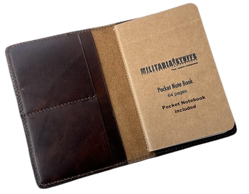 MILITARIA STUFFS Handmade Vintage Leather Journal Cover for Field Notes - Notebook Cover for Field Notes & Moleskine Cahier Compatible - 3.5x5.5 Refillable Travel Notebooks