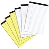 Utron 6 PCS Small Legal Pads 5x8 Yellow and White, Narrow Ruled Small Note Pads, Micro Perforated Writing Pad, College Ruled Legal Notepads 5x8 for Study, Office, To-Do Lists(30 Sheets/Small Notepad)