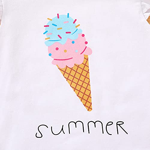 image for YOUNGER TREE Toddler Baby Girl Summer Clothes Ice Cream Printed T-shir