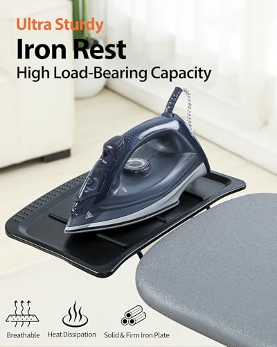 Ironing Board Full Size, 43×13 Folding Ironing Boards, Height Adjustable & Space-Saving Wide Iron Board with Heat-Resistant Cover, Thick Pad & Heavy Duty Iron Table, for Laundry Room Clothes, Gray - Image 4
