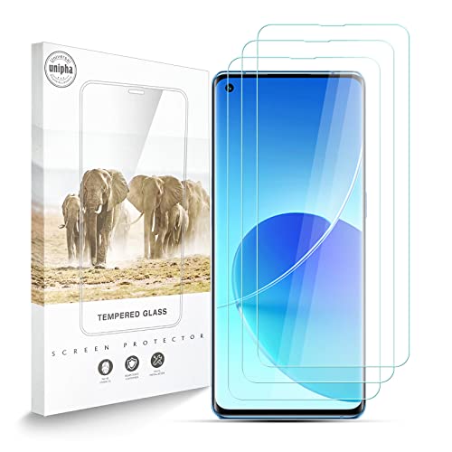 Zidwzidwei Stücke Schutzfolie für Oppo Reno 6 Pro, 9H-Härte Tempered Glass, Anti-Kratzer, Einfache Installation, Bruchsicher Displayschutzfolie für Oppo Reno 6 Pro [3 Stück] Cover
