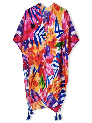 Image of Spicy Sandia Kimonos for Women Floral Beach Cover Up Loose Swimsuit Bathing Suit Coverup Cardigan for Summer Swimwear