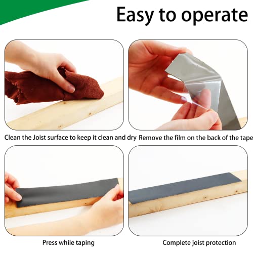 Image of Butyl Joist Deck Tape, 2 inch X 50' Deck Joist Tape Waterproof Flashing Tape, Weather Resistance Self-Adhesive Joist Tape Decking for Deck Joist Beams Protection(12 Rolls)