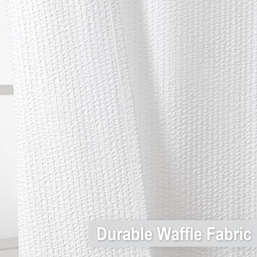 Image of HOMETHREADS Embrace Luxury with Our 6-Feet Long Premium Polyester Shower Curtain with 12 Hooks for a Lavish Bathroom Ambiance | Stylish, Splendid, and Perfectly Sized (Waffle White, 180x200cm)