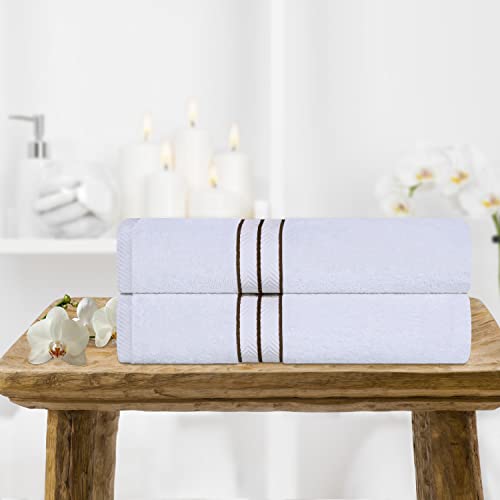 Superior Hotel Turkish Cotton 2 Piece Bath Towel Set, Ultra Plush Spa Quality Heavyweight Essentials for Bathroom, Thick Absorbent and Soft, Dobby Border, Includes 2 Large Bath Towels, Latte by SUPERIOR - Used condition - Image 2