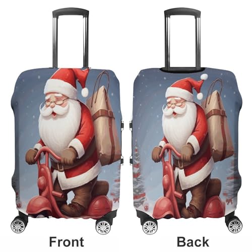Travel Luggage Cover Elastic Suitcase Cover S Santa Claus on Scooter Suitcase Covers Suitcase Protector for Travel Washable Anti-scratch Suitcase Covers Luggages Decorative3