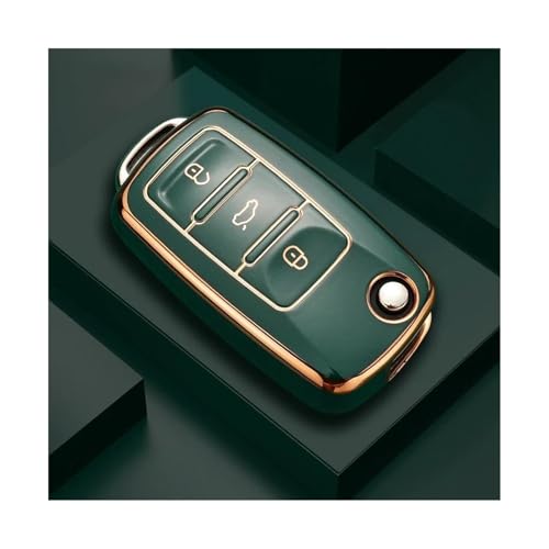 Coque de clé pour Seat Leon Altea étui tpu vert foncé avec porte-clé