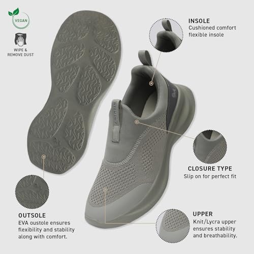 Image of Neeman's Mono Curve Men Slip On Shoes | Breathable Stretch Knit Casual Sneakers | Lightweight EVA Pebble Grip Sole | Foam Cushioned Footbed | Comfortable Everyday Walking Shoes