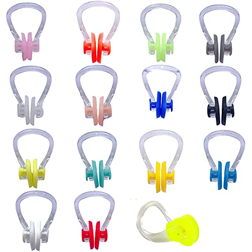 Karjiaja - 15 PCS Swimming Nose Clips, Swim Nose Plug Silicone Nose Clip Waterproof Nose Protector Swimming Training Protector Plug Nose Pegs for Swimming Men Women Adult Beginners