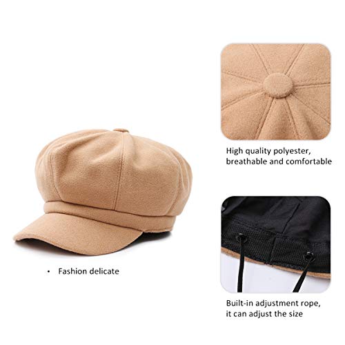 DORRISO-Elegant-Femmes-Beret-Chapeau-Loisir-Voyage-Chapeau-Newsboy-Beret-Chapeau-Basque-Femme-Chapeau-Octogonal-54-60CM