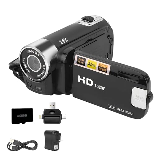Heliora Protable Digital Camcorder,1080P High Definition DV Camcorder 16X Digital Zoom 270°...