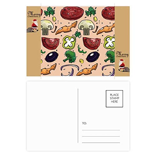 Cartes postales tomates et poivrons avec illustration Père Noël rigide