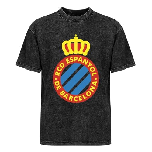 RCD Espanyol Black Mens T-Shirt Printed tee Unisex Shirts S