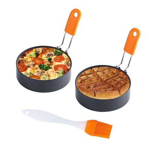 Egg Rings for Frying Eggs 3.5 Inches Egg Ring Mold for Cooking Frying with Oil Brush, Blackstone Griddle Fried Egg Round Circles Shapers
