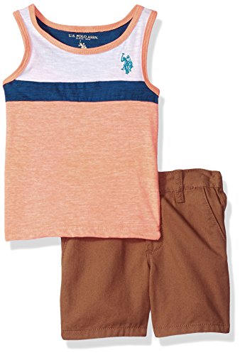 U.S. Polo Assn. Baby Boys Tank and Short Set, Aqua Logo Khaki...