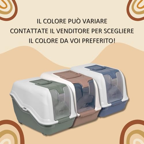 Pet's Market - Toilette Per Gatti Lettiera Chiusa Netta Maxi Cassetta Igienica Con Filtro E Paletta All'interno Colori Assortiti 66X49XH50 - 6