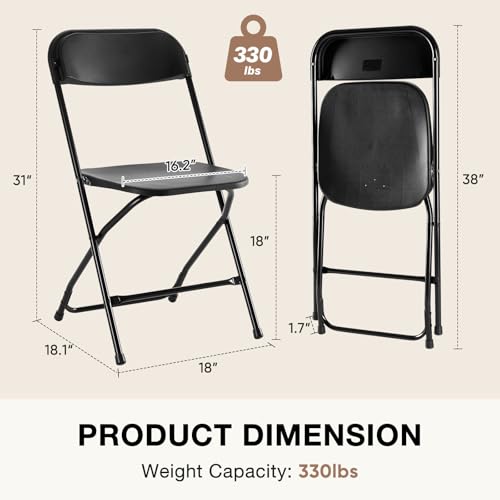 Image of DUMOS Folding Chairs Sets of 4, 330lbs Capacity Plastic Stackable Home Office Chair, Portable Fold Up for Indoor Outdoor, Patio, Camping, Garden, Party, Black