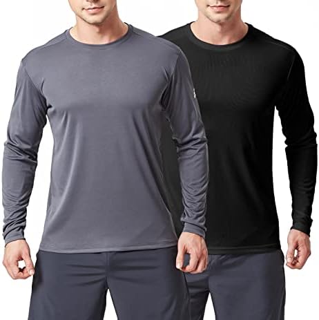 TEX2FIT Men’s Long Sleeve T-Shirt Multi-Pack, 2 or 3 Pack Men’s Performance Long Sleeved Quick-Dry UV Shirts