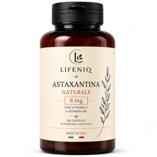 #Commissioniguadagnate<br>Astaxantina 8 mg con Vitamina E 12 mg e Vitamina B6 1 4 mg 100% VNR Integratore Alimentare per Adulti 90 Capsule Made in Italy