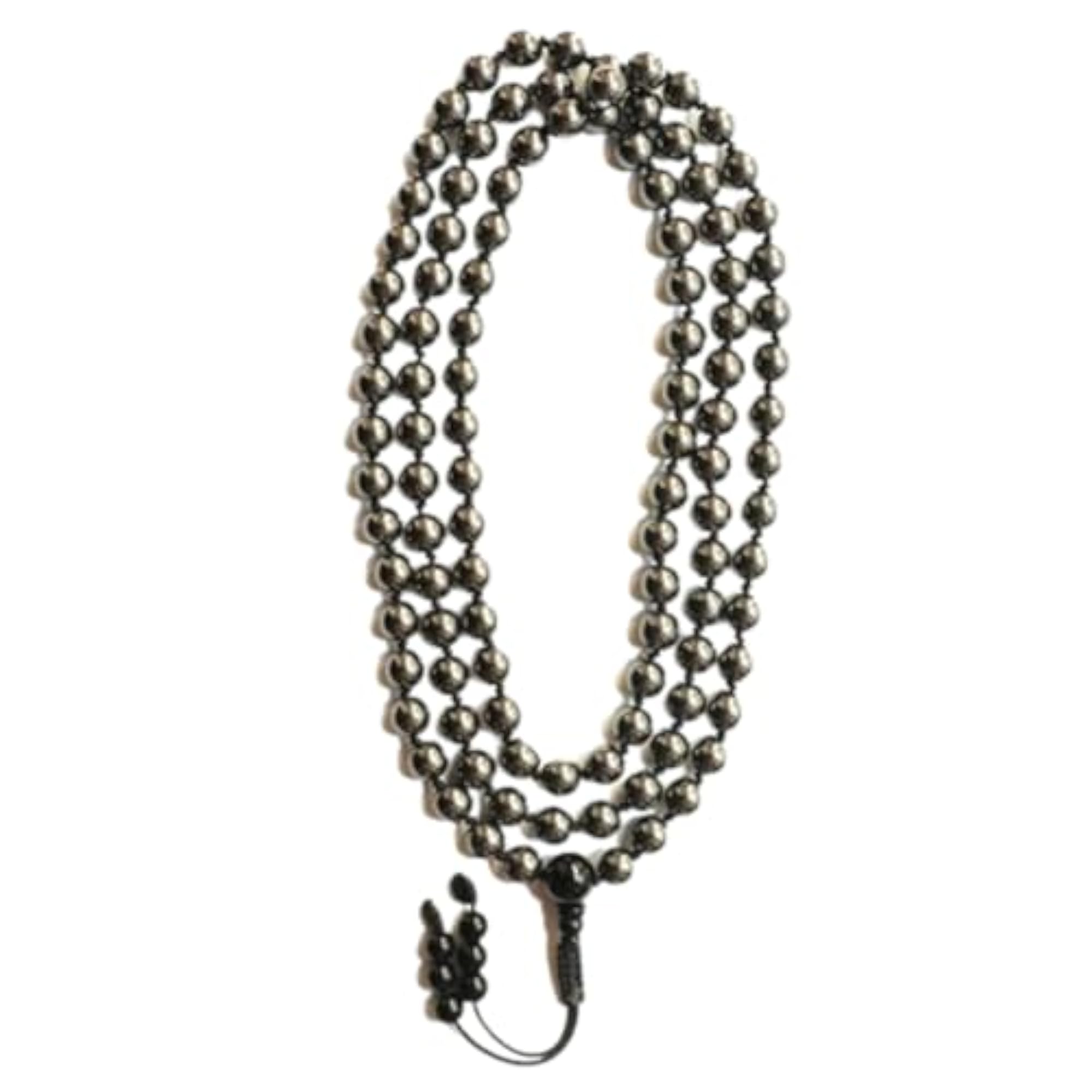 Natural Hematite 10MM Round Beaded Prayer Mala Necklace