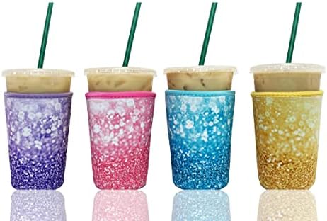 Baxendale Iced Coffee Sleeves for Cold Drink Cups - 4 Pack Reusab...
