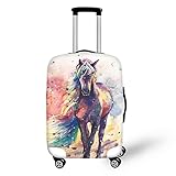 BIGCARJOB Art Horse Print Luggage Covers for Women Girls Polyester Suitcase Cover for Travel Luggage Protector Washable Baggage Covers Apply to 18-22 Inch