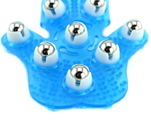 Samyo Palm Shaped Massage Glove Body Massager With 9 360-Degree-Roller Metal Roller Ball Beauty Body Care (Blue) #TOP3