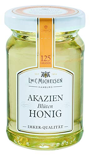L.W.C. Michelsen - Akazienhonig 3er Pack (3 x 125g) | mild & aromatisch | natürlich, ohne Zusätze | hochwertiger Bienenhonig - flüssig | Akazien-Honig mit Blattgold Cover