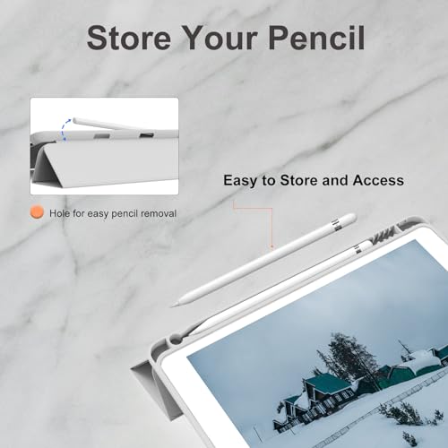 Image of Case for iPad 9th Generation 2021 / iPad 8th Gen 2020 /iPad Cover 7th Generation 2019, Silicone Case with Pencil Holder for iPad 9 /8 /7 10.2 inch, Auto Sleep /Wake, Grey