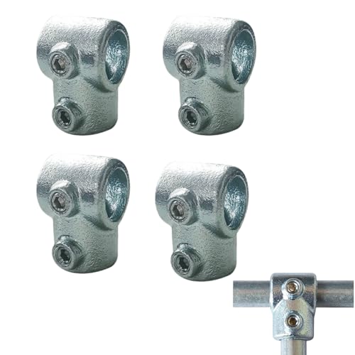 LONG TAO 4PCS 1/2" Galvanized Pipe Fittings DN15 Single Socket Tee Galvanized Steel Pipe Pipe Clamps Single Socket Tee Pipe Fitting Rail Connector Fit Pipe for 90° Butt Joint Between Two Pipes