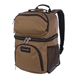 WOLVERINE 18 Can Cooler Backpack | Durable Nailhead Nylon, Dual Compartment Cooler & Dry Storage, Padded Mesh Back Panel, & Exterior Water Bottle Pockets