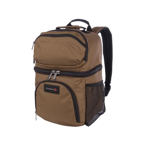 Wolverine-Can-Cooler-Backpack-Durable-Nailhead-Nylon-Dual-Compartment-Cooler-Dry-Storage-Padded-Mesh-Back-Panel-Exterior-Water-Bottle-Pockets WOLVERINE 18 Can Cooler Backpack | Durable Nailhead Nylon, Dual Compartment Cooler & Dry Storage, Padded Mesh Back Panel, & Exterior Water Bottle Pockets