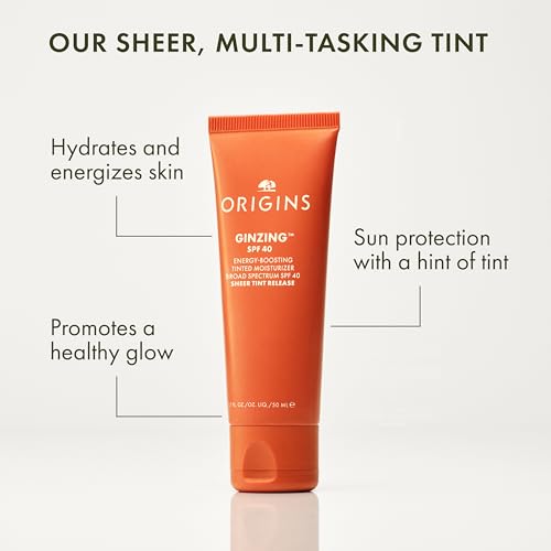 Origins GinZing Energy-Boosting Tinted Moisturizer with SPF 40 | Hydrates & Perfects | Skin Tint with Caffeine and Ginseng, 1.7 Fl Oz