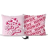 Let's Go Girls Cowgirl Hat Howdy Reversible Throw Pillow Covers,Bedroom Living Room Girls Room Colle